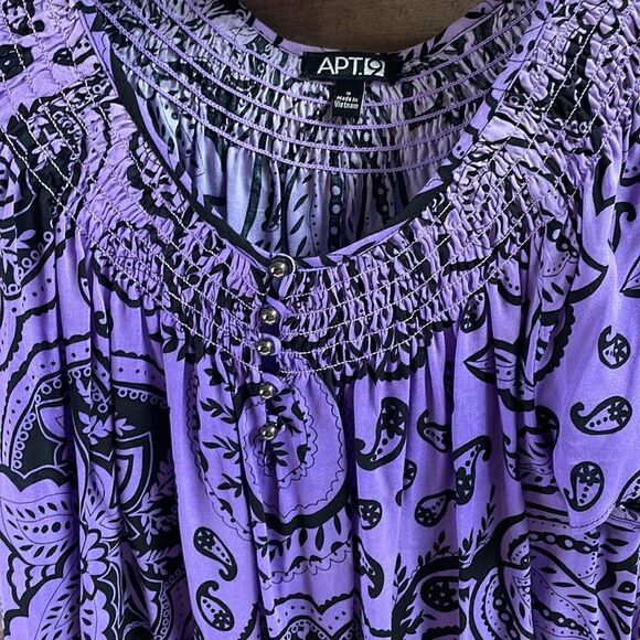 Apt 9 Ladies Scoop Neck Shirt Sleeve Blouse Top Small Purple Floral Paisley - Picture 4 of 7
